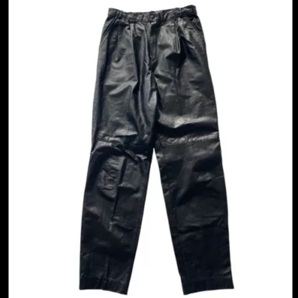 Vintage Pants - Vintage 80’s Women’s 11/12 Leather Pleated Pants